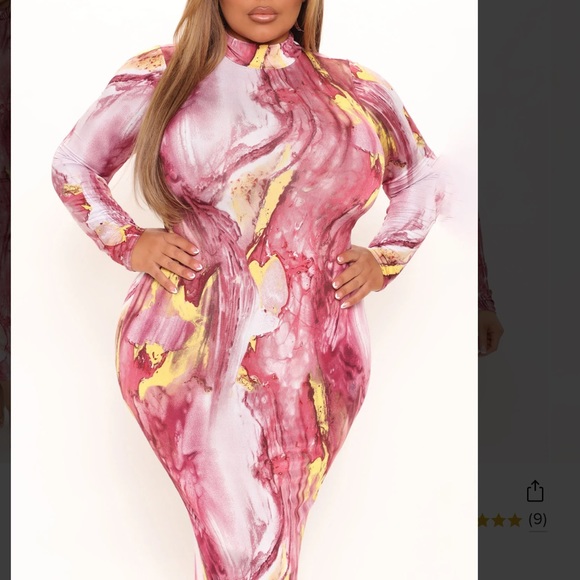 Marble midi long sleeve dress burgundy 1X FASHION NOVA - Picture 5 of 8